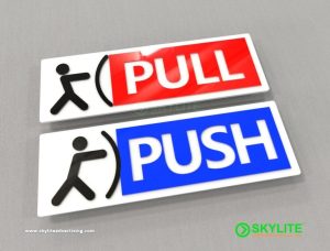 designed by benc acrylic push pull sign design two